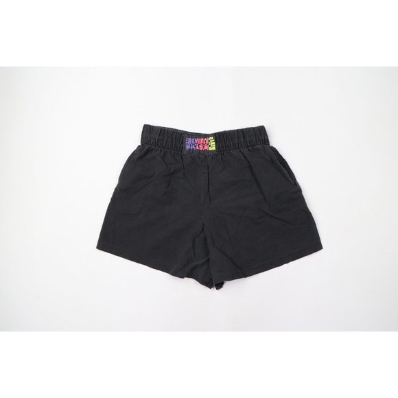 Vtg 90s Streetwear Womens Medium Faded Beverly Hills Spell Out Shorts Black USA